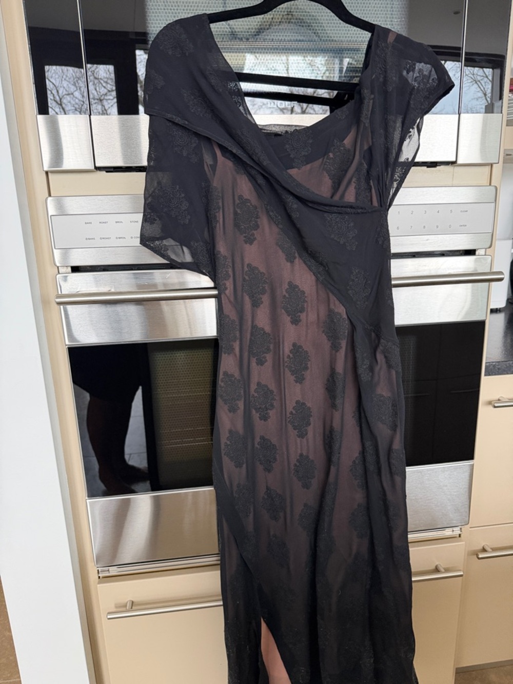 Theory Black Lace Overlay Maxi Dress